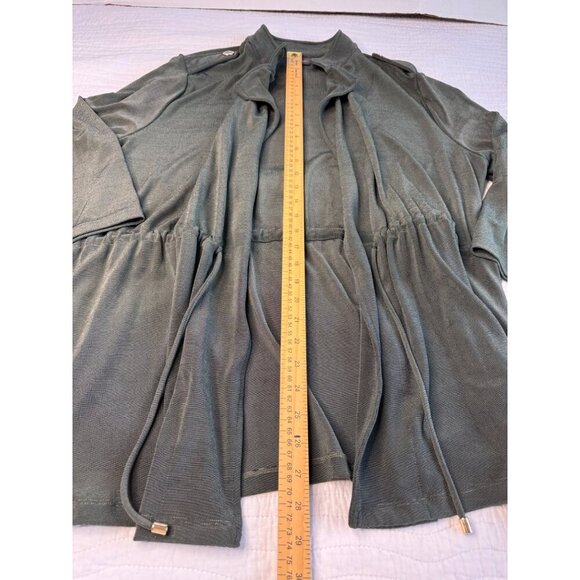 Chicos Women's Travelers Open Front Jacket SZ 2/L Green Mature Travel Long Sleev - Picture 3 of 7